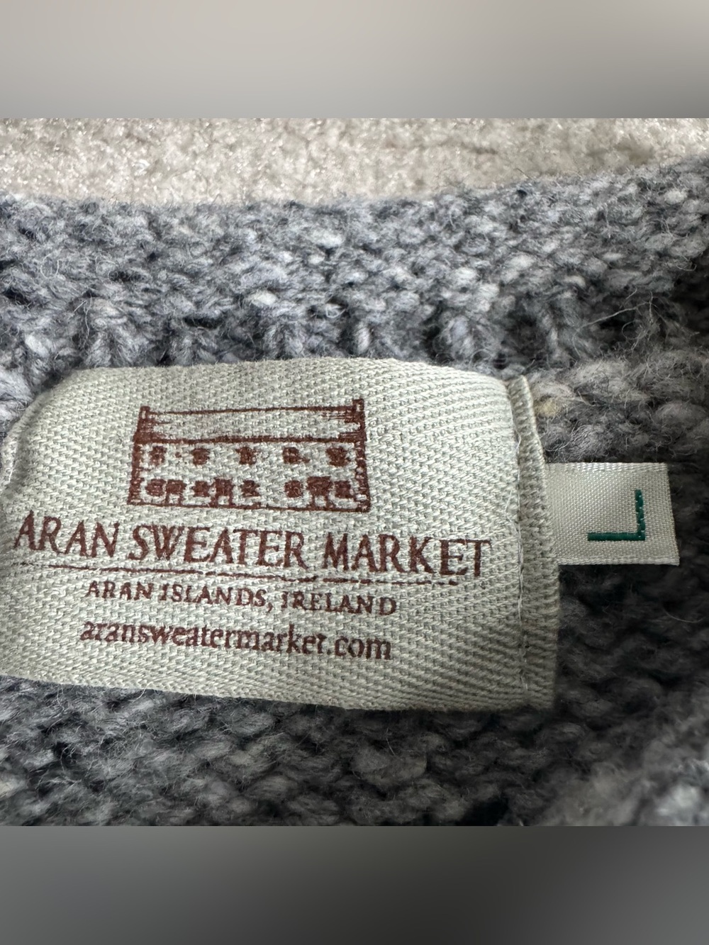 Aran Sweater Market  Donegal Tweed Roll Neck Handmade Wool Pullover Gray Irish - Picture 4 of 7